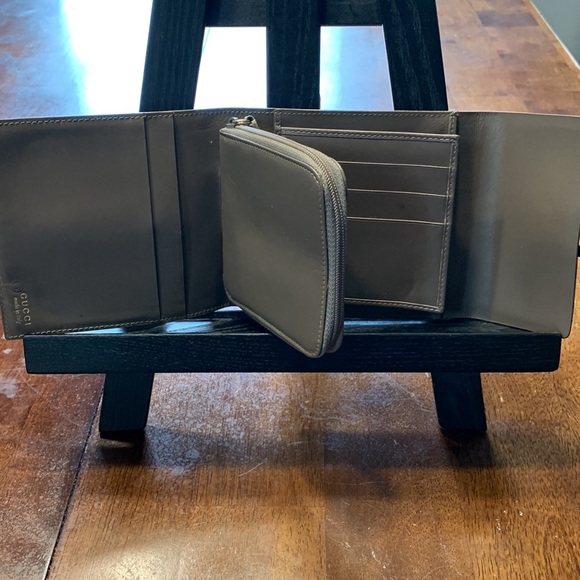 Rare Gucci Trifold Wallet w tortoiseshell snap closure & internal coin zip pouch - Picture 11 of 11